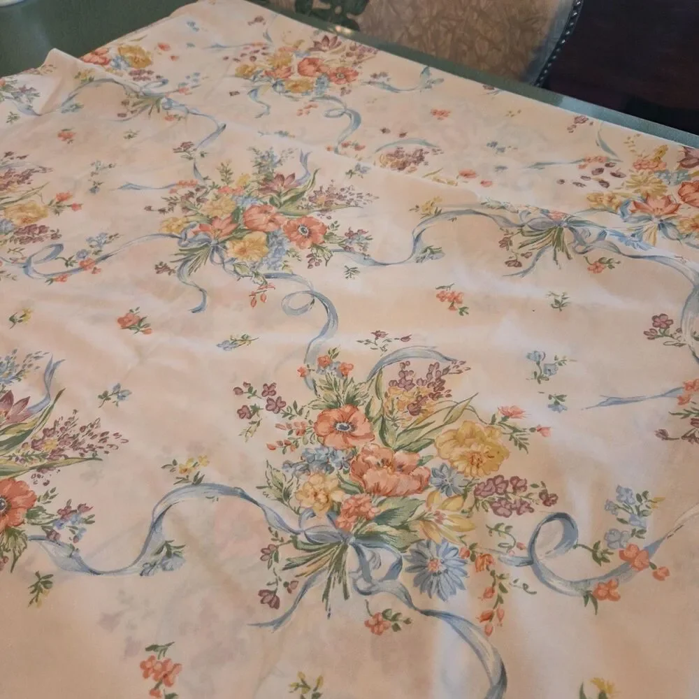 Vintage Springmaid Twin Flat Sheets Set of 2 Floral Bouquet USA Cottagecore